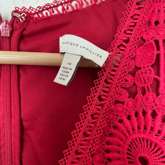 Ml Monique Lhuillier Lace V-Neck Romper Red Sz 10 - Picture 13 of 13